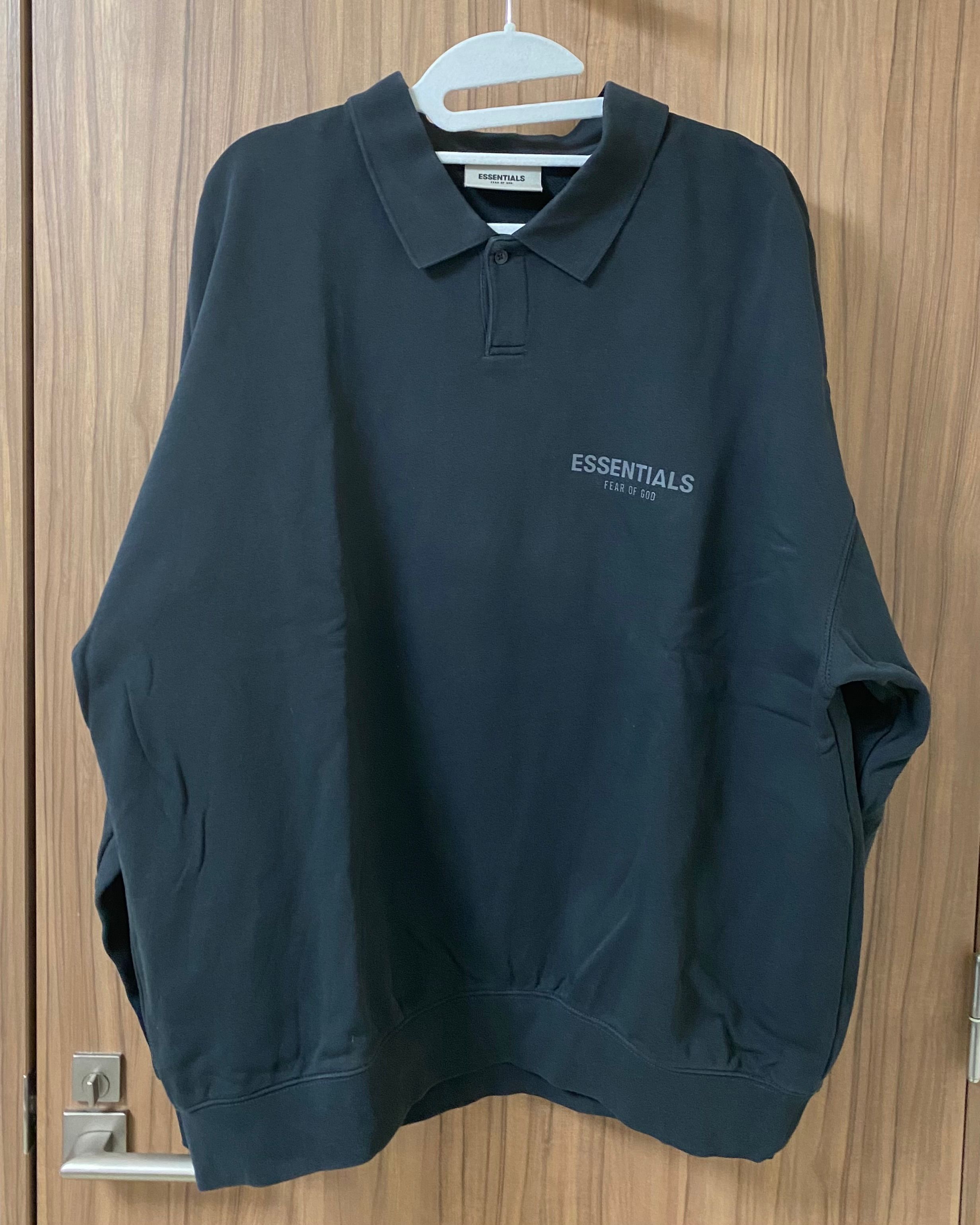 FEAR OF GOD ESSENTIALS Logo Flocked Cotton Jersey Polo Shirt "Stretch Limo"