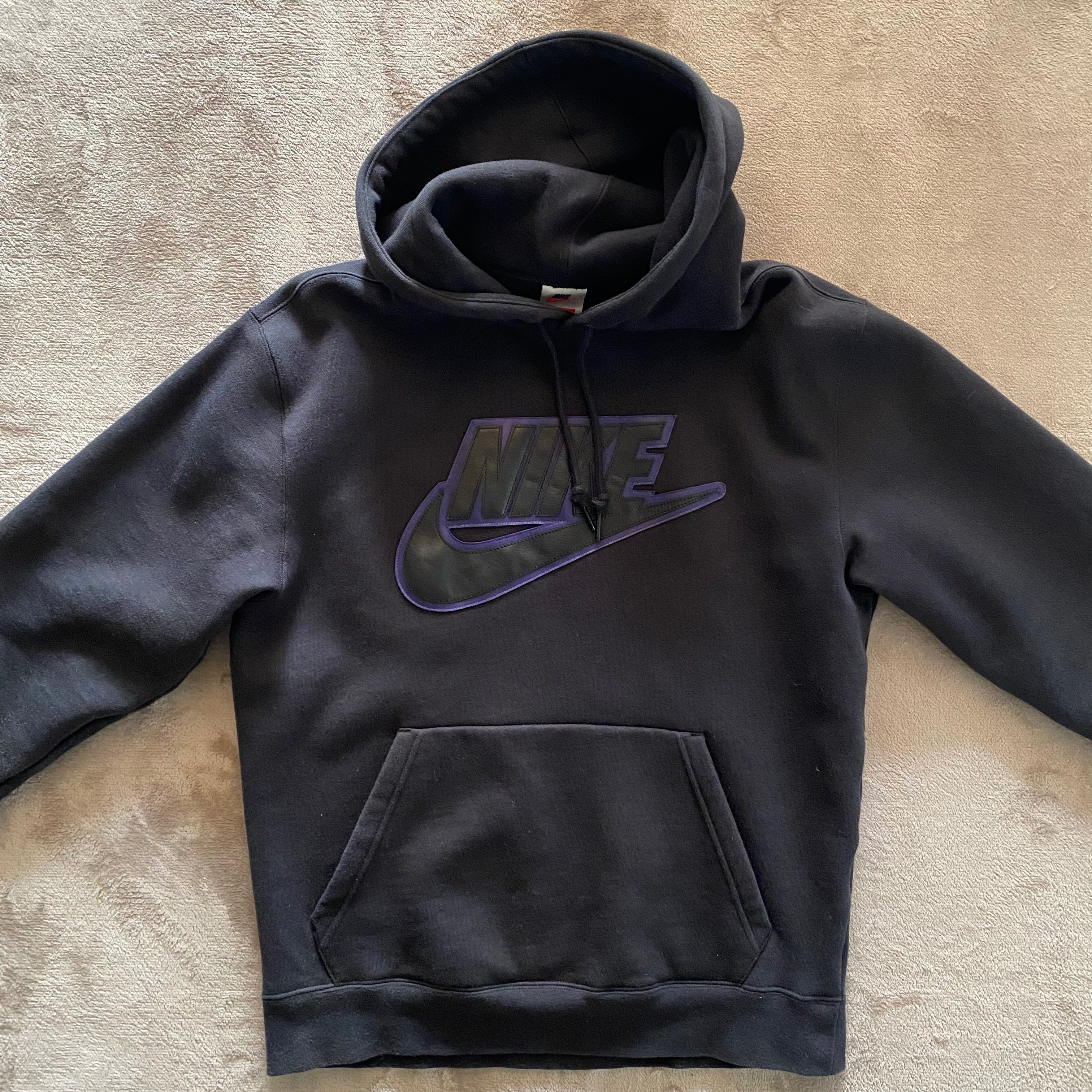 Supreme / Nike® Leather Appliqué Hooded Sweatshirt "Black"