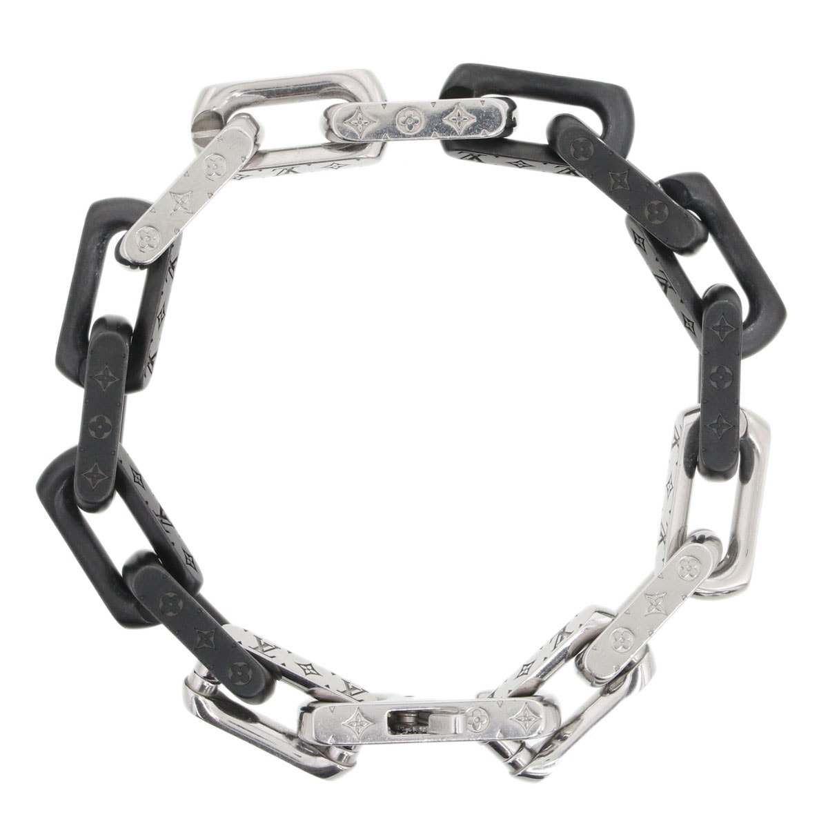 LOUIS VUITTON ルイ・ヴィトン モノグラムチェーン ブレスレット ブレスレット M00687 L シルバー ブラック  メンズ【中古】