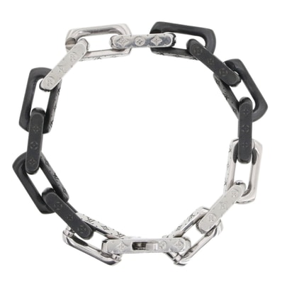 LOUIS VUITTON ルイ・ヴィトン モノグラムチェーン ブレスレット ブレスレット M00687 L シルバー ブラック メンズ【中古】