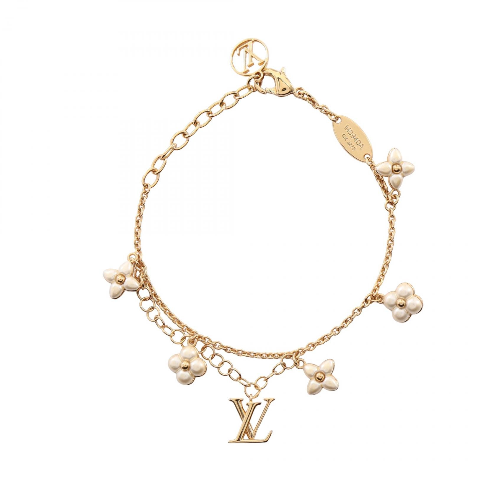 ルイ・ヴィトン LOUIS VUITTON LVフローラグラム ブレスレット アクセサリー GP(ゴールドメッキ) レディース ゴールド系 / ホワイト系 M0940A 【中古】
