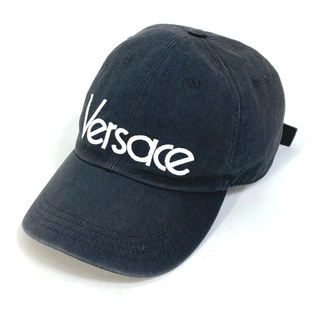 ヴェルサーチ VERSACE ロゴ バイカラー 帽子 キャップ帽 ベースボールキャップ キャップ コットン ブラック