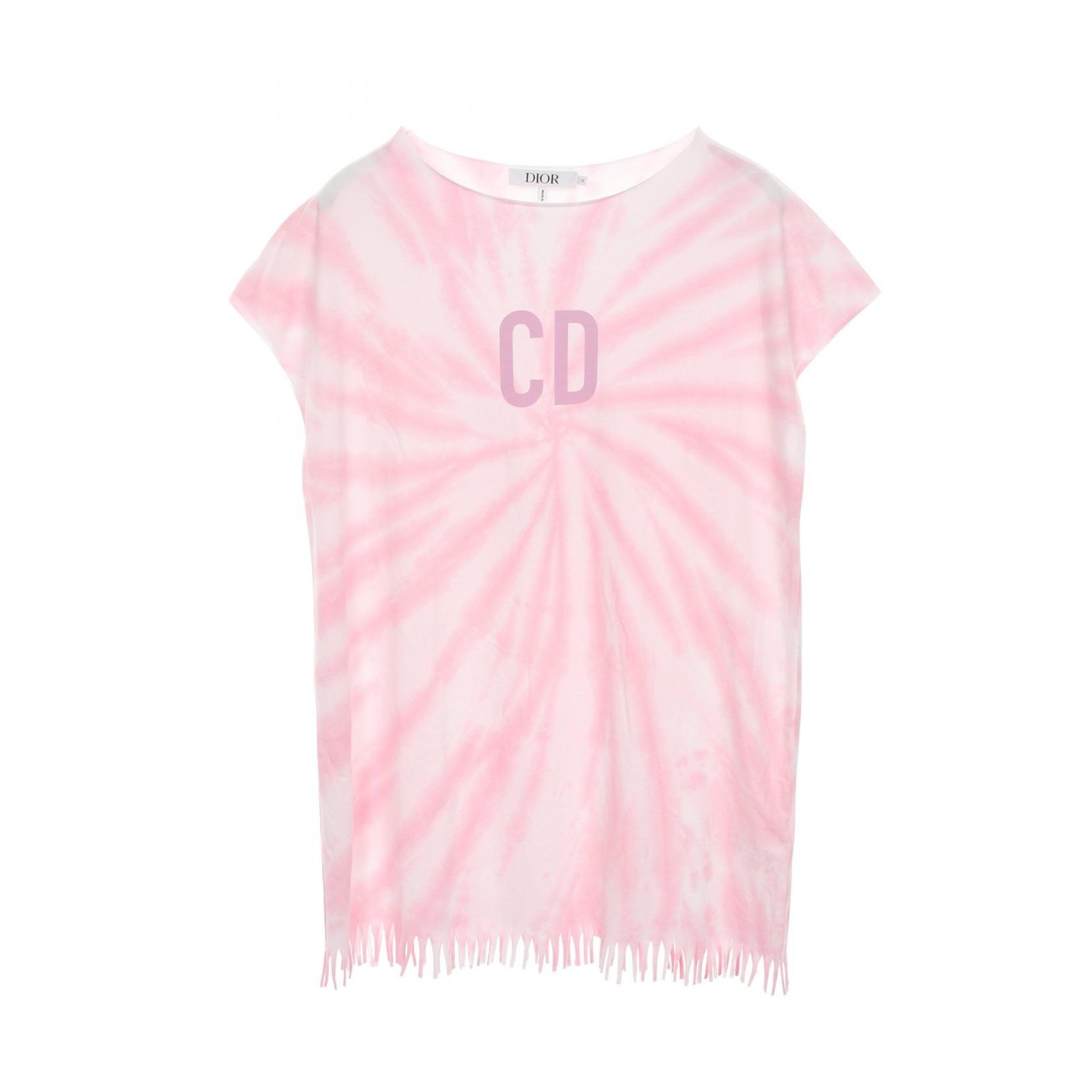 ディオール Dior CDロゴ タイダイ カットソー 衣料品 トップス コットン レディース ホワイト系 / ピンク系 【中古】