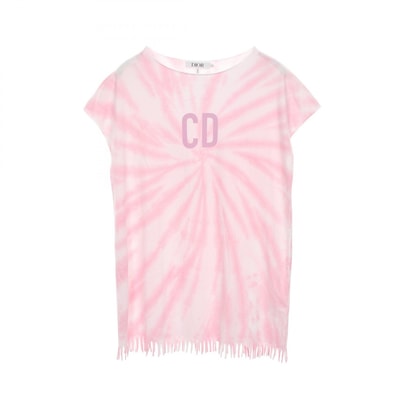 ディオール Dior CDロゴ タイダイ カットソー 衣料品 トップス コットン レディース ホワイト系 / ピンク系 【中古】