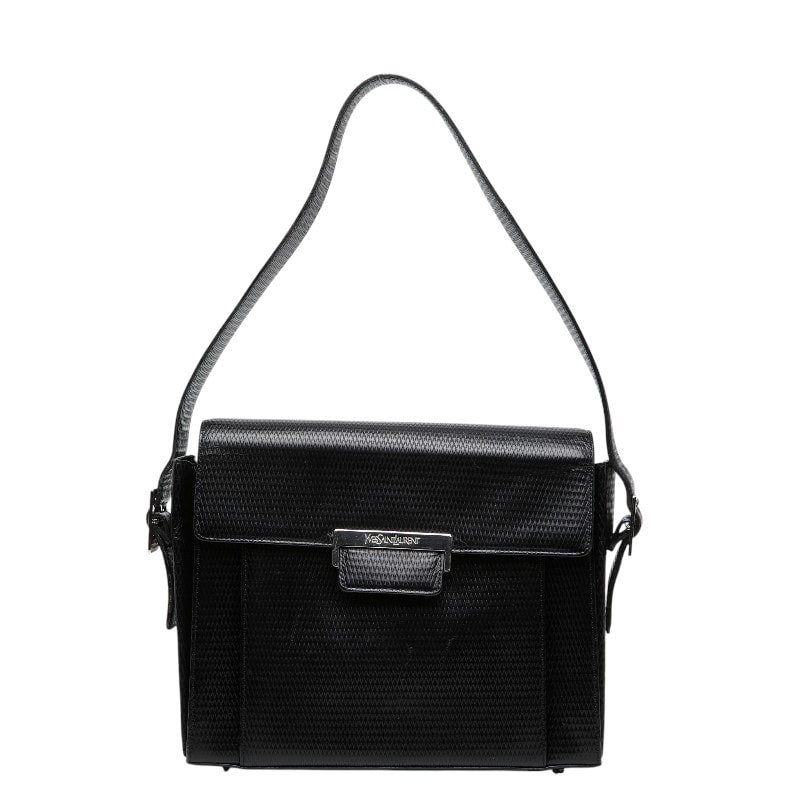 サンローラン 型押し ワンショルダーバッグ ブラック レザー レディース SAINT LAURENT 【中古】