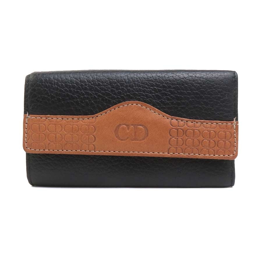 クリスチャンディオール Christian Dior キーケース レザー ブラック/ブラウン ユニセックス【中古】 56847