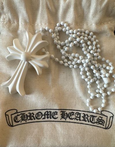 Chrome Hearts Rubber Small CH Cross Silicon Necklace "White"