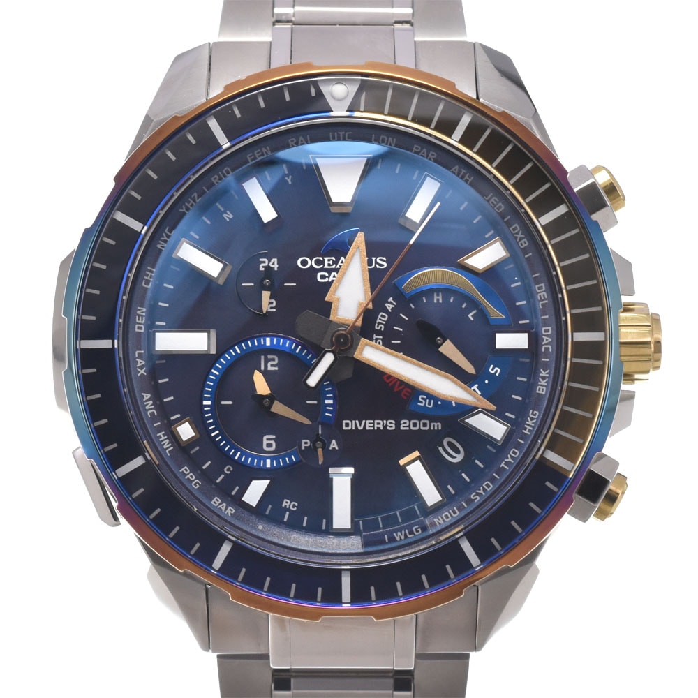 カシオ CASIO OCW-P2000D-2AJF オシアナス ブルー ソーラー電波 メンズ 美品 箱・保証書付き 腕時計 M#151091