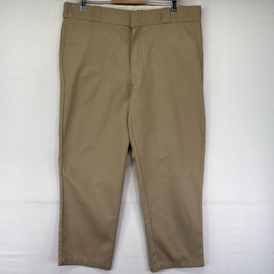 古着 ディッキーズ Dickies パンツ チノパン ワンポイントロゴ ストレート ジッパーフライ スラックス 874 W38 L30 ベージュ系 メンズ