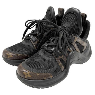 LOUIS VUITTON ルイヴィトン スニーカー アークライトライン ハイカット モノグラム ファッションアイテム 38サイズ 靴 約24.5cm 1A43LH ラバー ブラック 黒 ブラウン 茶 レディース【中古品】