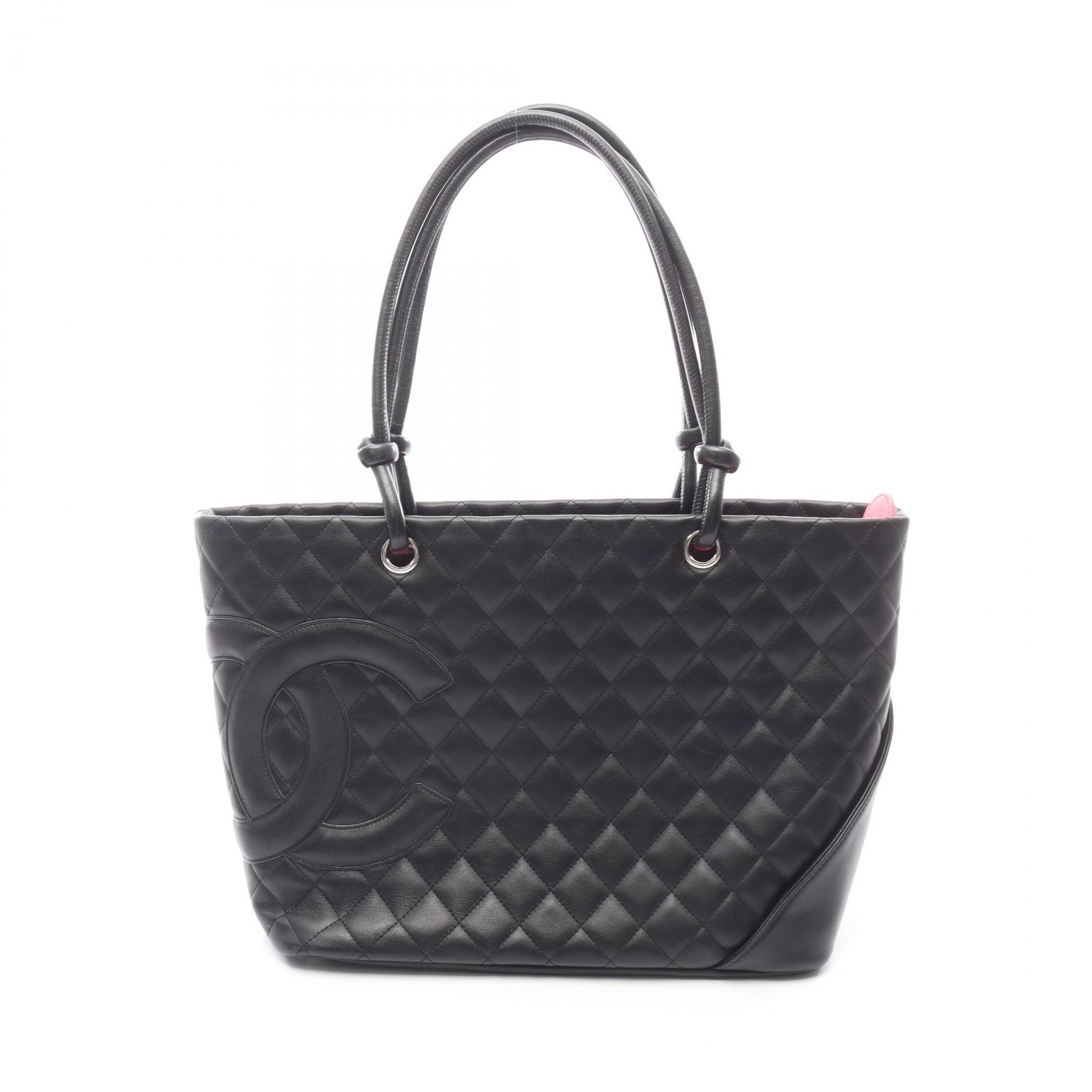 샤넬 CHANEL 캉본 라인 라지 토트 백 백 가죽 여성 블랙 [중고]