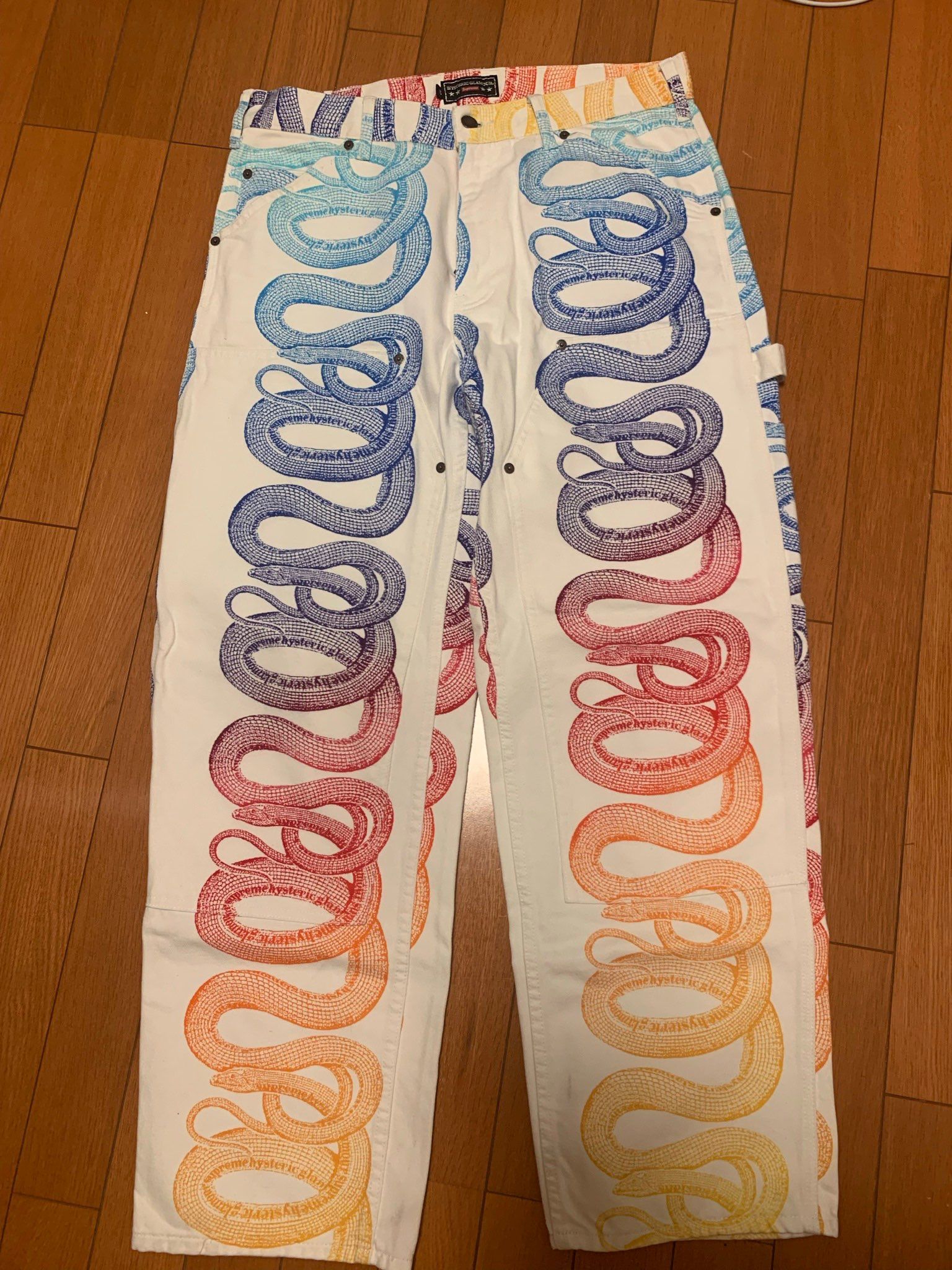 Supreme x HYSTERIC GLAMOUR Snake Double Knee Denim Painter Pant "White"