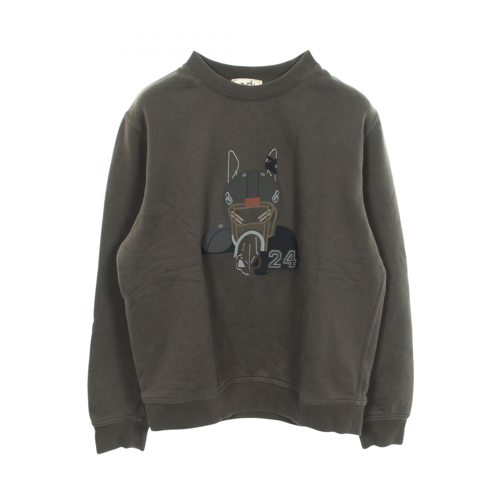 エルメス HERMES Quarterb'H 裏起毛 スウェット 衣料品 トップス コットン メンズ グレー系 【中古】