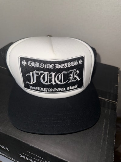 Chrome Hearts Tracker Cap Fuck "Black/White"