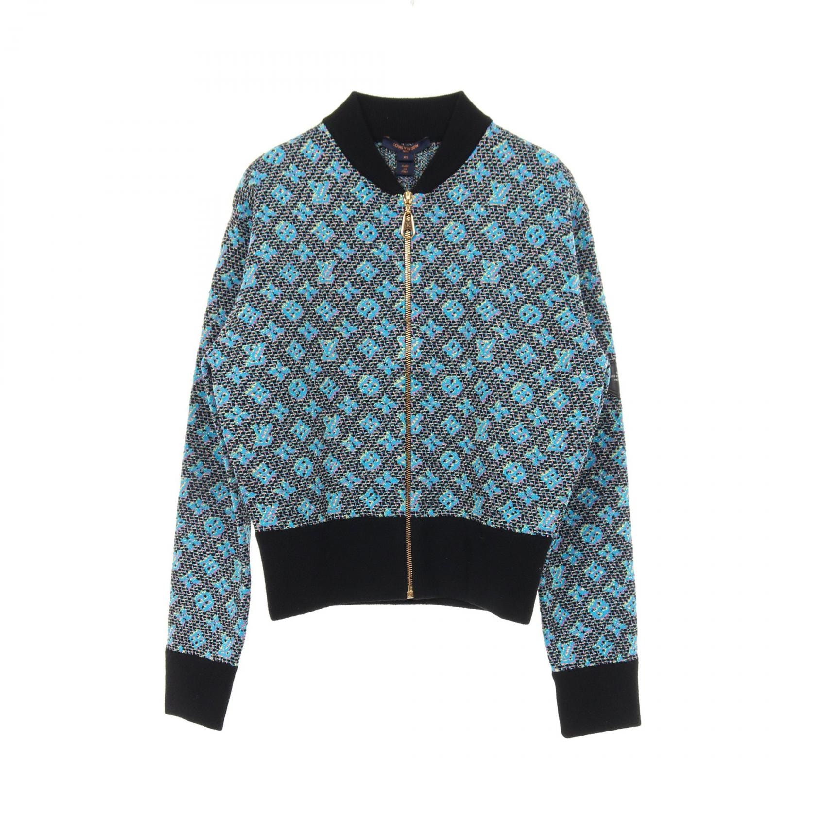 ルイ・ヴィトン LOUIS VUITTON モノグラム ジップ 衣料品 アウター ウール ナイロン シルク レディース ブラック系 / ブルー系 / マルチカラー 【中古】