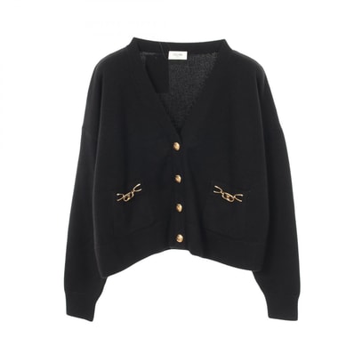 セリーヌ CELINE トリオンフ グルメット カーディガン 衣料品 トップス コットン レディース ブラック系 【中古】
