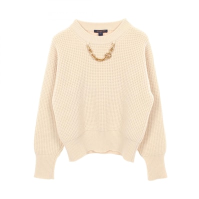 ルイ・ヴィトン LOUIS VUITTON チェーン付き クルーネック ニット 衣料品 トップス ウール カシミヤ レディース アイボリー系 RW232WB DWF FPKL80 【中古】