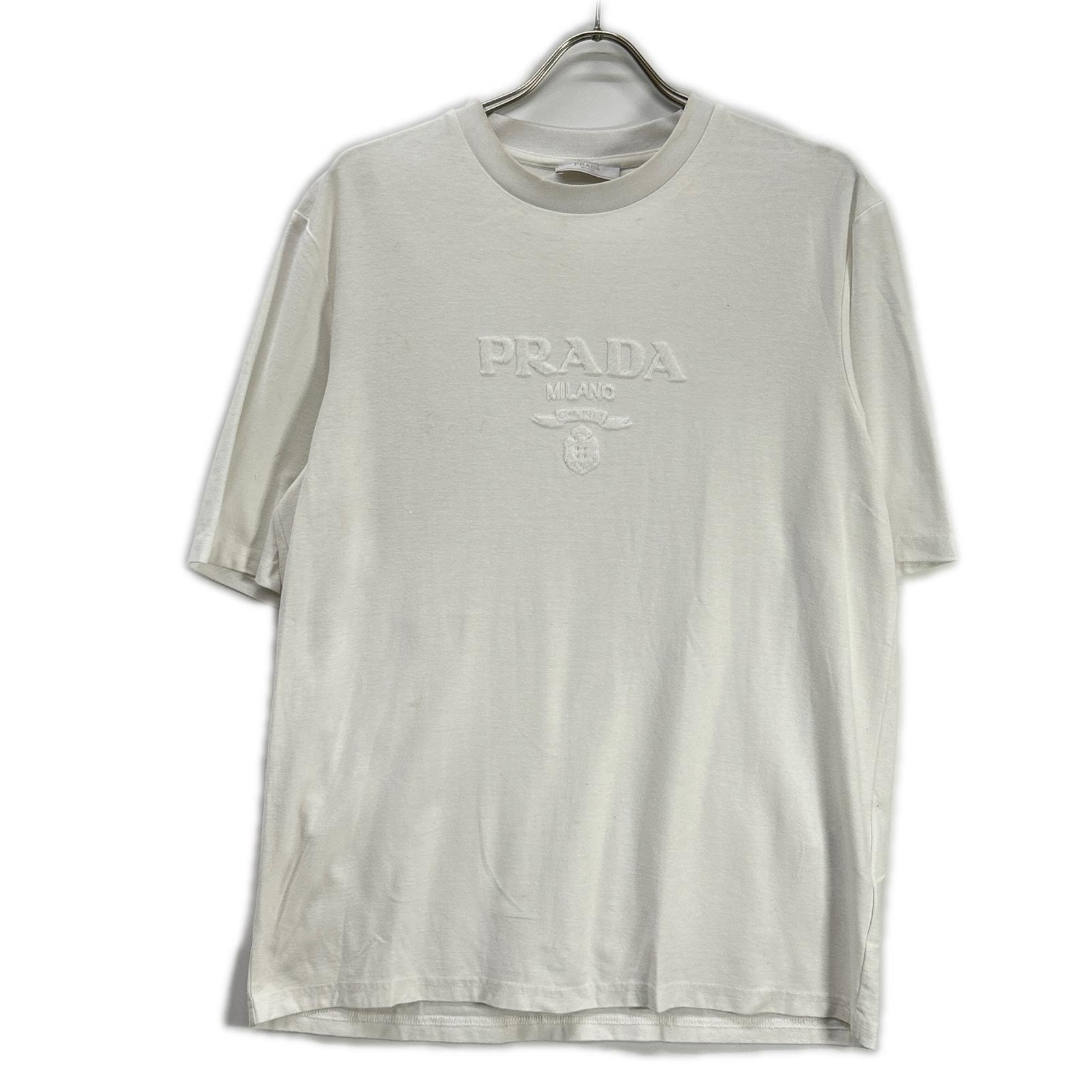 プラダ UJN897 ホワイト コットン×ナイロン テクニカルコットンTシャツ