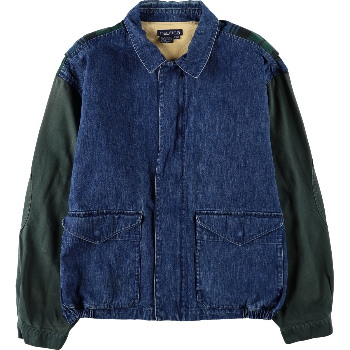 古着 90年代 ノーティカ NAUTICA チェック柄 デニムジャケット メンズXL相当 ヴィンテージ/eaa678956