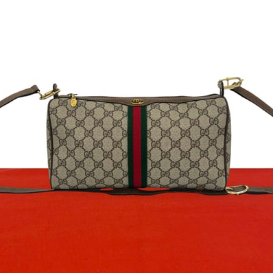 GUCCI グッチ シェリーライン GG 柄 ロゴ レザー PVC ショルダーバッグ ブラウン
20110