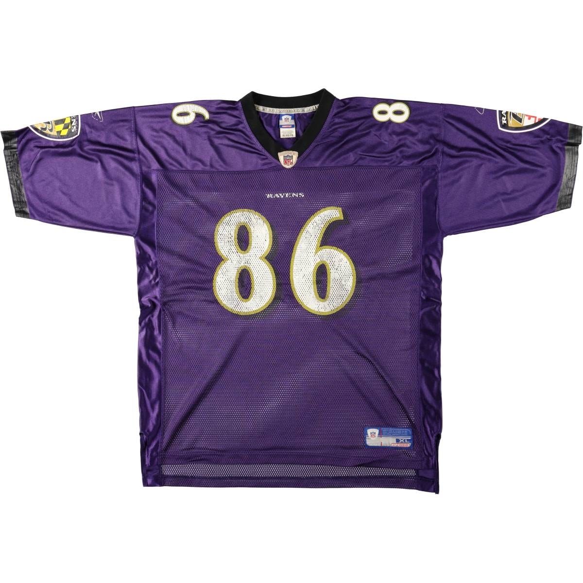 古着 リーボック Reebok NFL BALTIMORE RAVENS ボルチモアレイブンズ Vネック メッシュ 五分袖 ゲームシャツ フットボールシャツ メンズXL相当/eaa662645