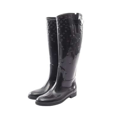 ルイ・ヴィトン LOUIS VUITTON ドロップスライン モノグラム ロング レインブーツ レインシューズ 靴 ラバー レディース ブラック系 【中古】