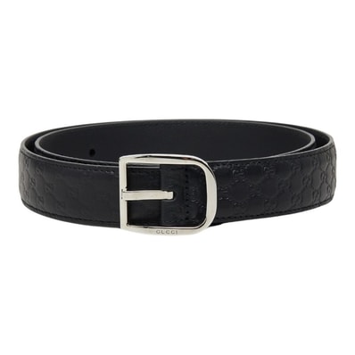 グッチ マイクログッチシマ ベルト 85・34 501523 ブラック レザー メンズ GUCCI 【中古】