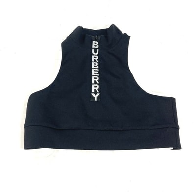 バーバリー BURBERRY ロゴ トップス 8018926 袖なし アパレル バイカラー ヨガウェア スポーツウェア タンクトップ ポリアミド ブラック 美品