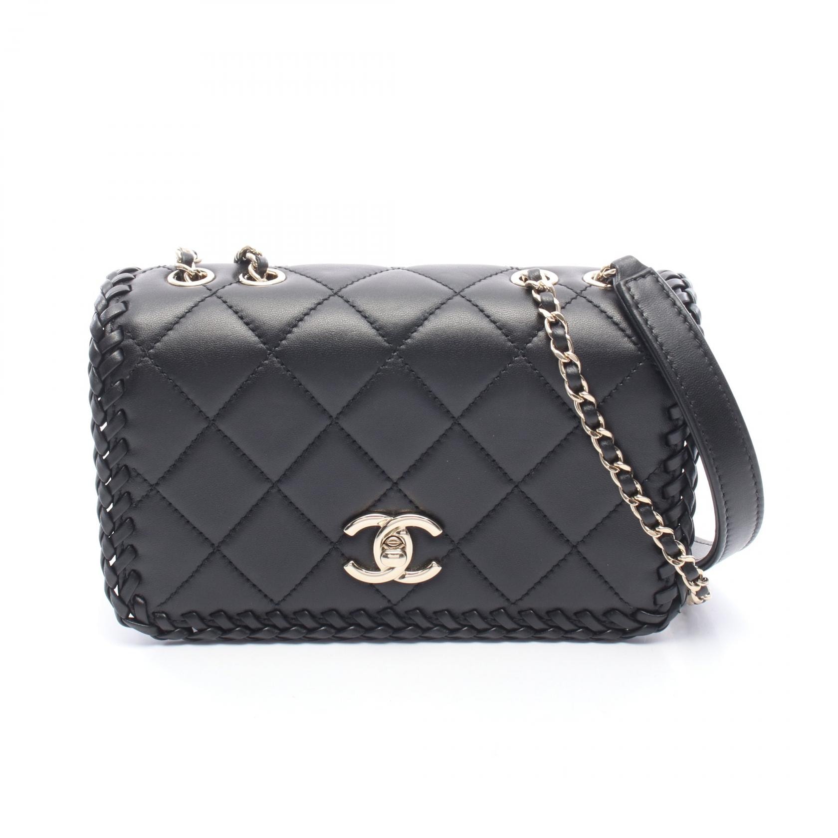 シャネル CHANEL マトラッセ フルフラップ ショルダーバッグ バッグ ラムスキン(羊革) レディース ブラック系 AS4234 【中古】