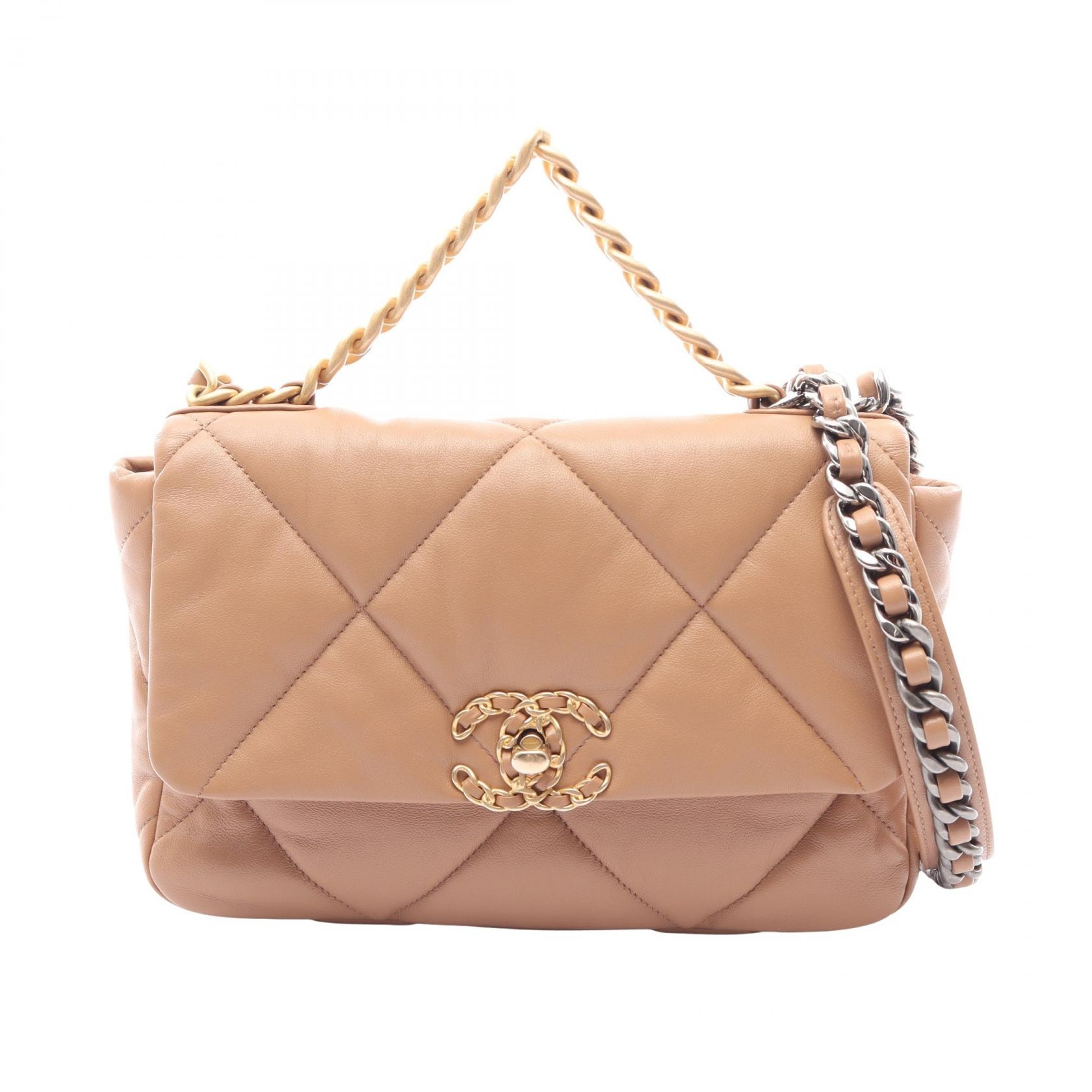 シャネル CHANEL 19 ディズヌフ マトラッセ コンビ金具 2WAY ショルダーバッグ バッグ ラムスキン(羊革) レディース ブラウン系 AS1160 【中古】