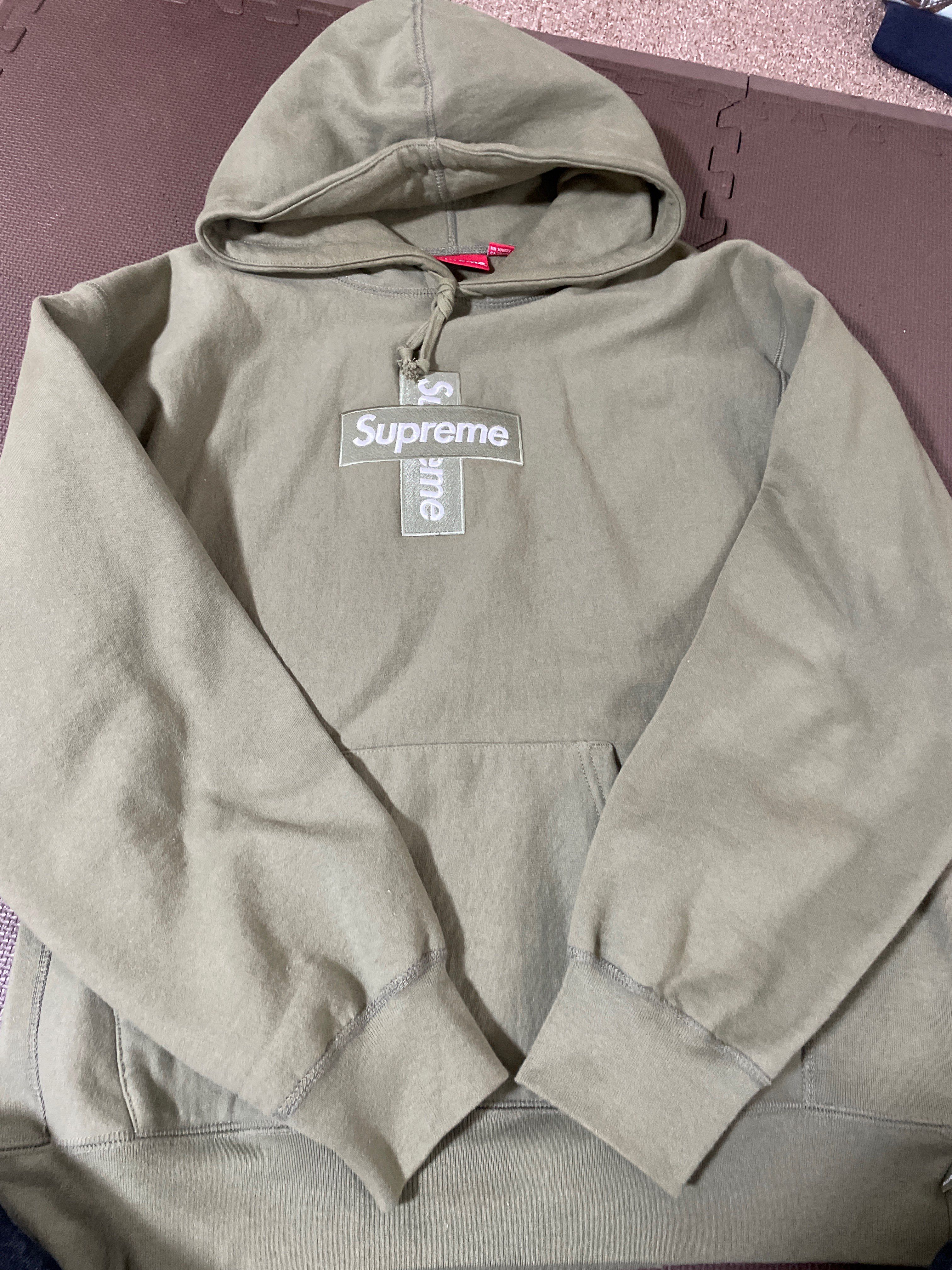 Supreme Cross Box Logo Hooded Sweatshirt "Light Olive"