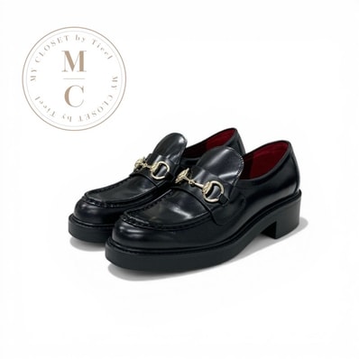 グッチ GUCCI ローファー 革靴 靴 シューズ レザー ブラック ゴールド ホースビット