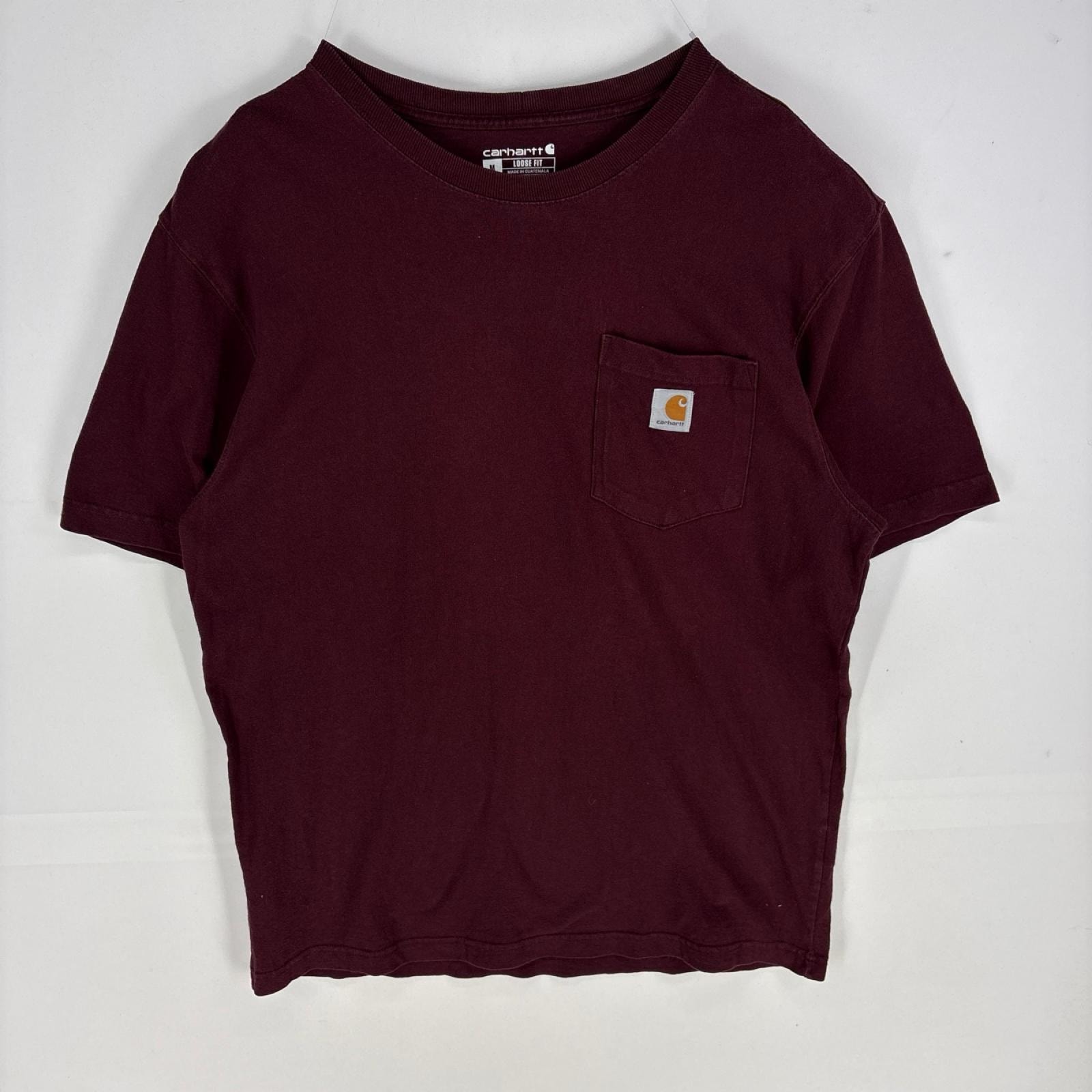 古着 カーハート Carhartt 半袖Tシャツ ワンポイント ロゴ ショートスリーブ クルーネック M レッド系 メンズ