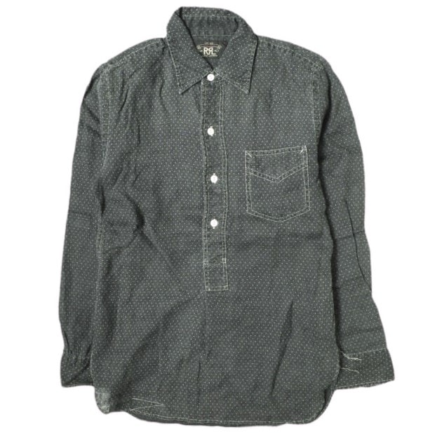 RRL ダブルアールエル POLKA DOT LINEN PULLOVER SHIRTS ポルカドットリネンプルオーバーシャツ 282511974001 3 BLACK Double RL レディース 長袖 トップス g18090