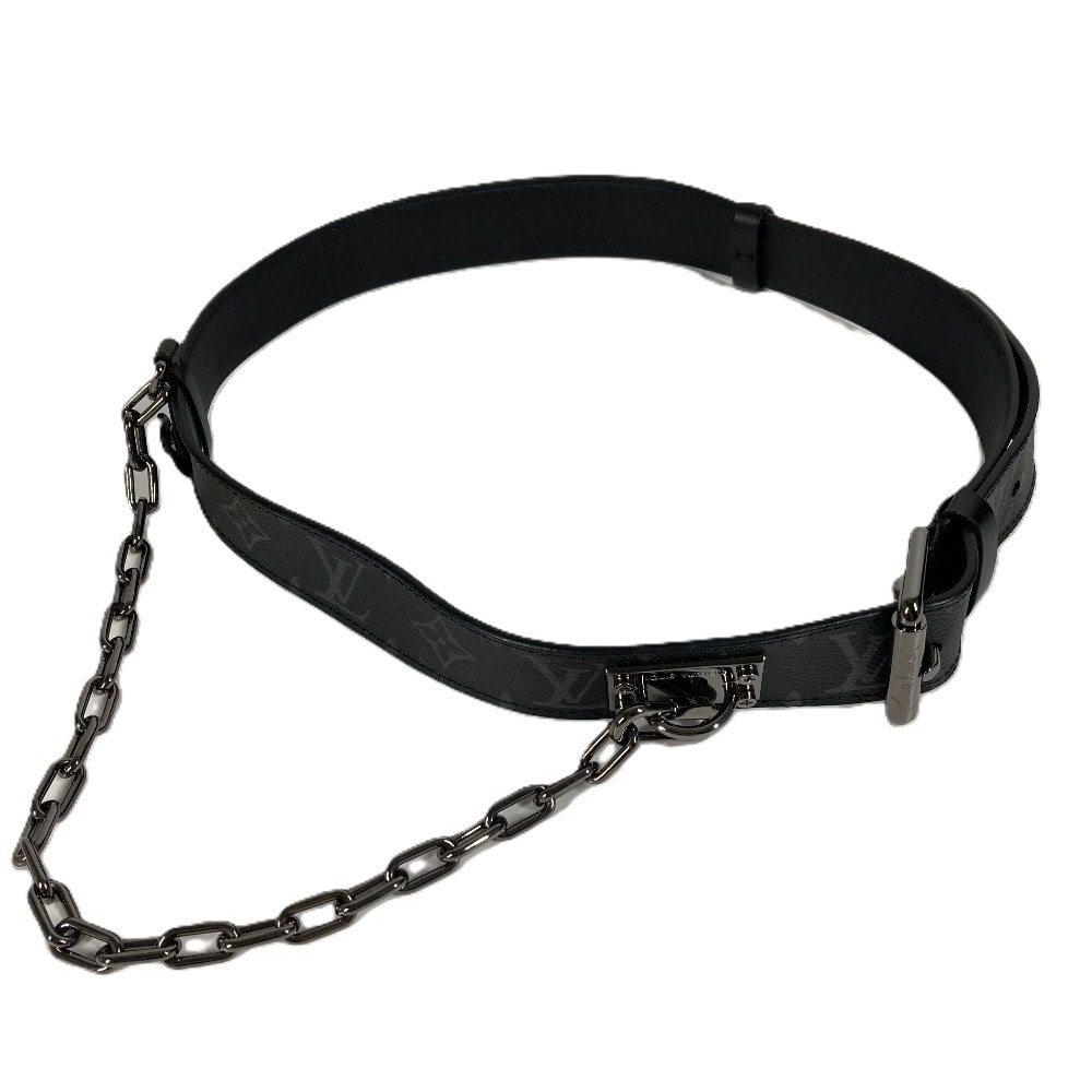 ルイヴィトン LOUIS VUITTON サンチュールシグネチャーチェーン35MM M0179V  モノグラムエクリプス  チェーン ベルト モノグラムエクリプスキャンバス ブラック