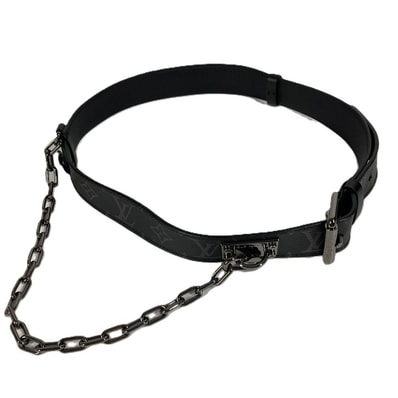 ルイヴィトン LOUIS VUITTON サンチュールシグネチャーチェーン35MM M0179V モノグラムエクリプス チェーン ベルト モノグラムエクリプスキャンバス ブラック