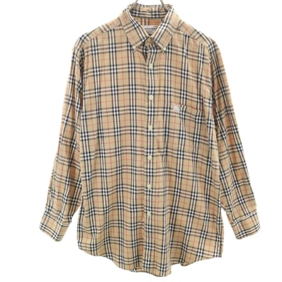 Burberrys バーバリーズ 90s オールド ノバチェック 長袖 ボタンダウンシャツ M ベージュ