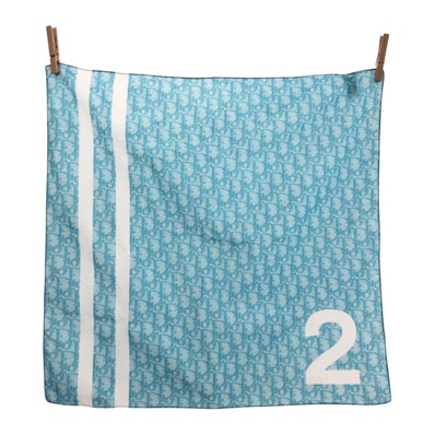 超美品 Dior ディオール トロッター ブルー ライトブルー コットン スカーフ バンダナ 601235 【中古】