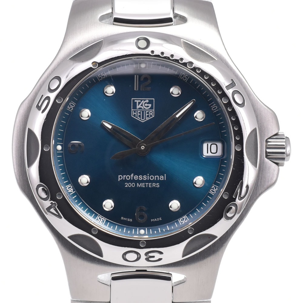 タグホイヤー TAG HEUER WL1117 キリウム プロフェッショナル 200m デイト ブルー クォーツ レディース 美品 腕時計 J#150157
