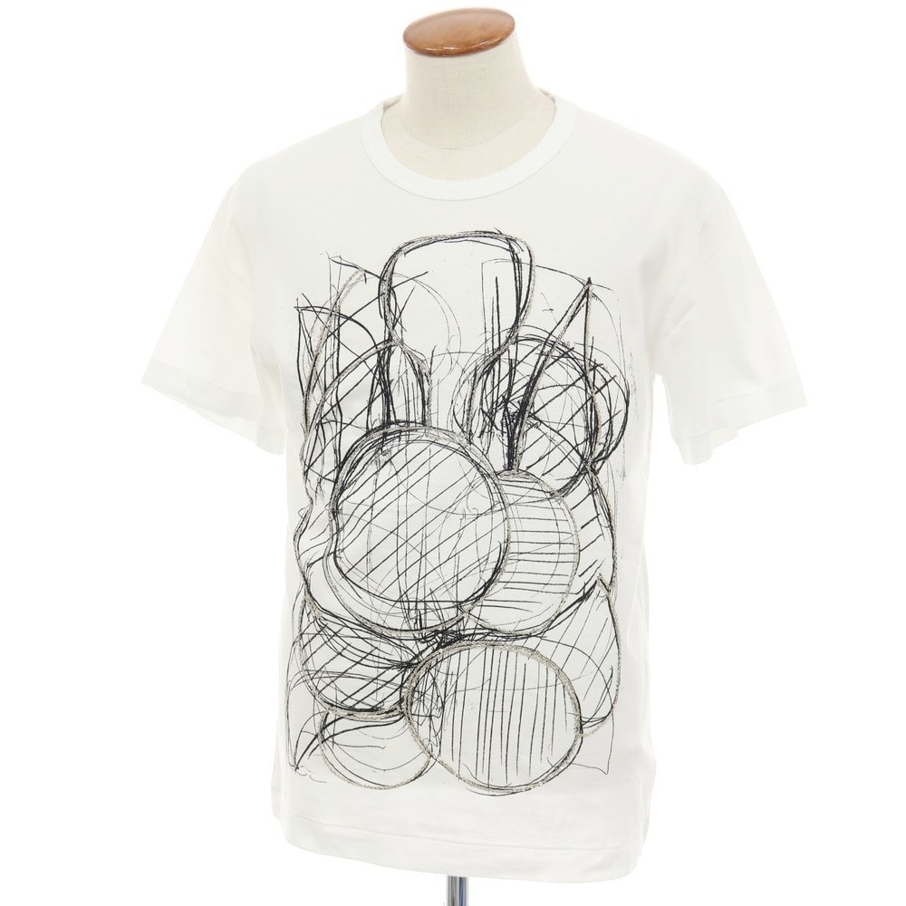 【中古】コムデギャルソンオムプリュス COMME des GARCONS HOMME PLUS プリント チェーンデザイン クルーネック 半袖Tシャツ ホワイト【サイズM】【メンズ】