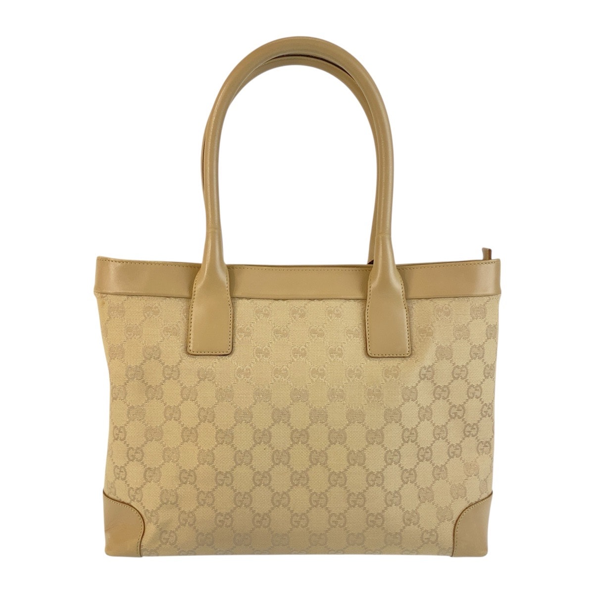 美品 GUCCI グッチ ベージュ ゴールド金具 GGキャンバス レザー/ トートバッグ ショルダーバッグ 506498 【中古】