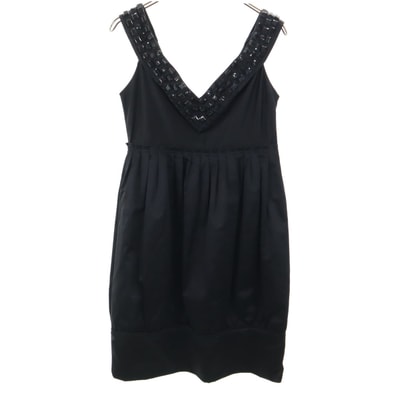ZARA WOMAN ザラウーマン ノースリーブ ミニワンピース M ブラック ビジュー装飾