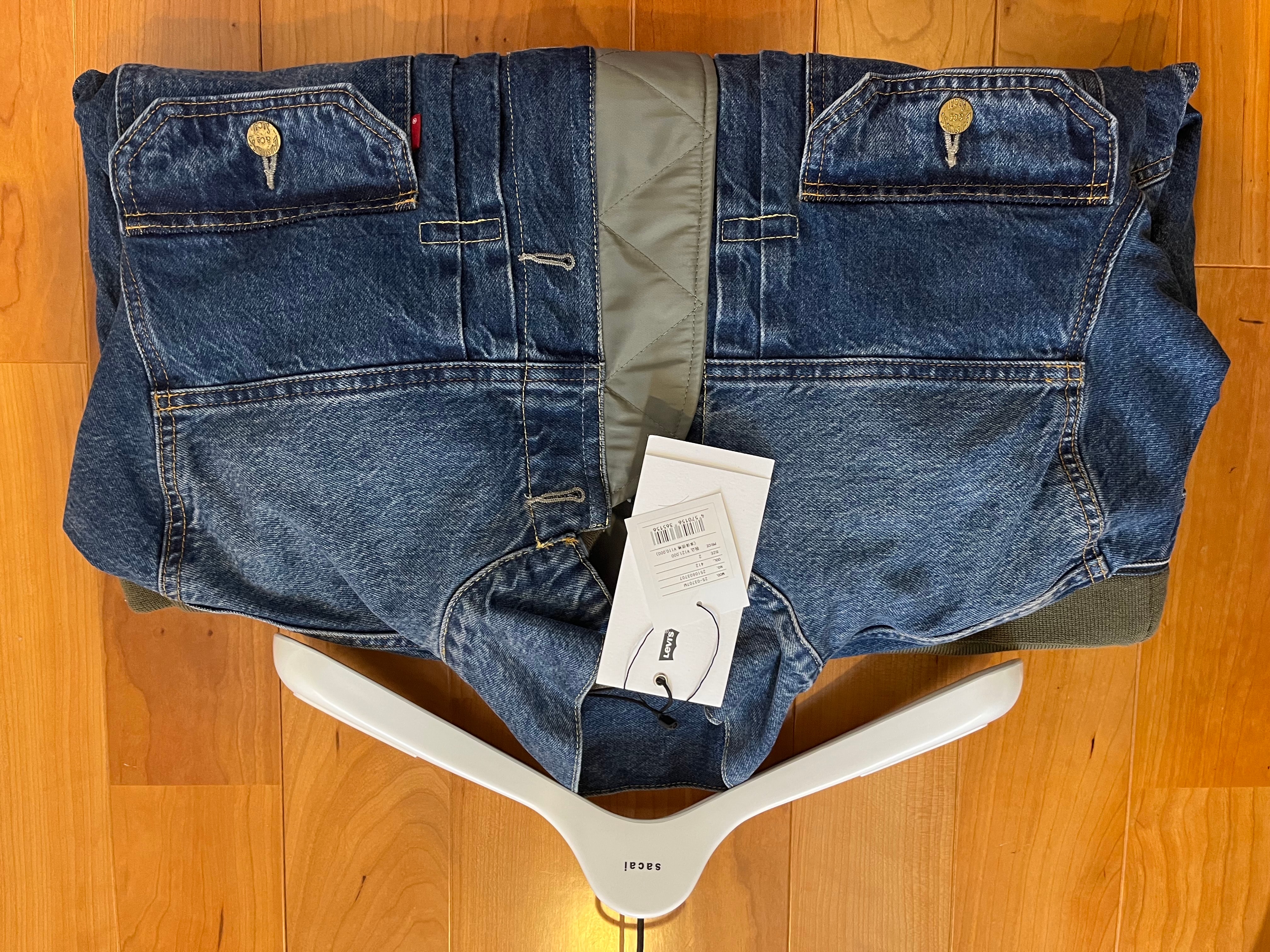 sacai x LEVI'S Men's Denim x Nylon Twill Reversible Blouson "Blue/Khaki" 25-03707M