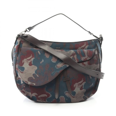 ディオール Dior Christian Dior × Peter Doig サドル ショルダーバッグ バッグ キャンバス レザー レディース グリーン系 / ブラウン系 / マルチカラー 【中古】