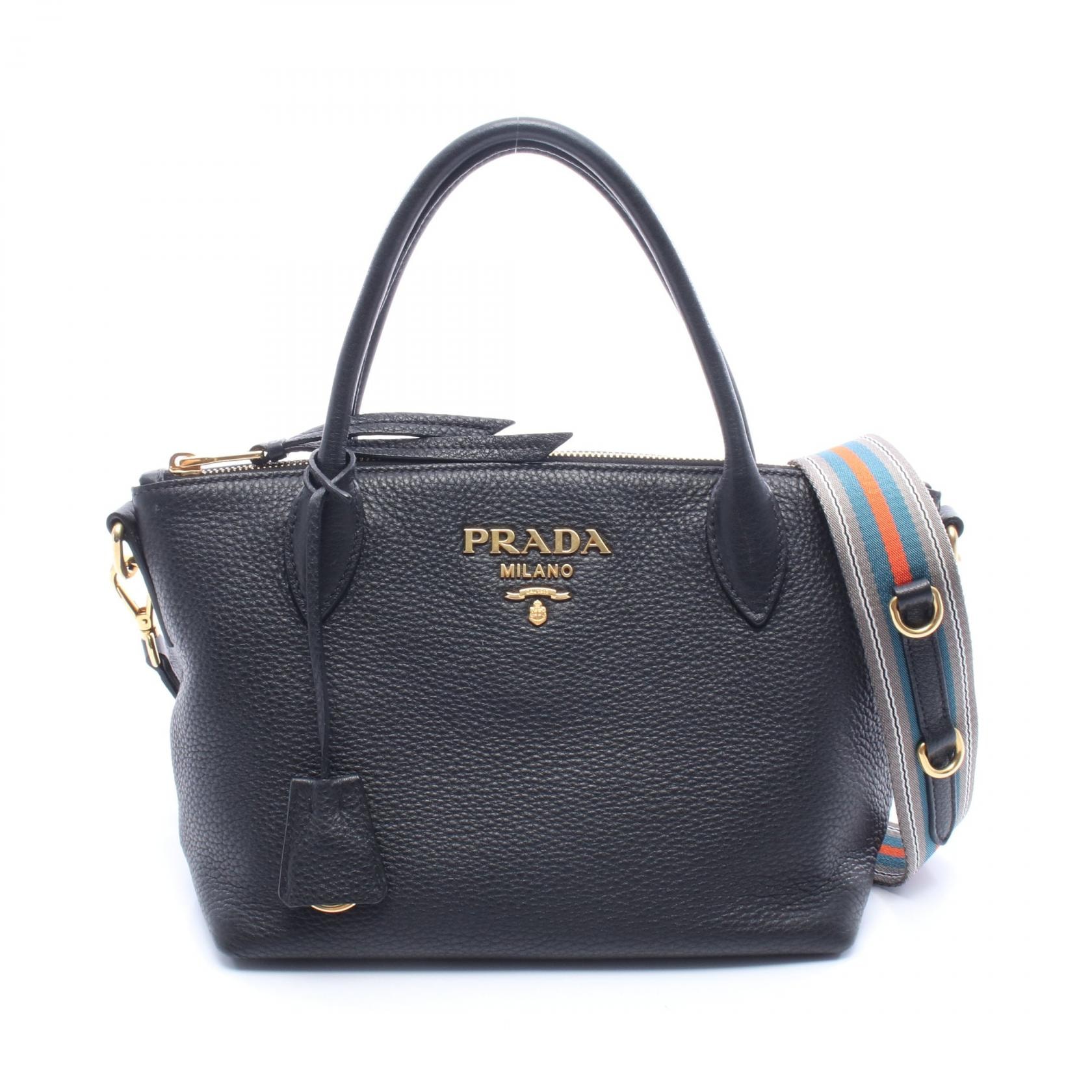 プラダ PRADA VIT.DAINO 2WAY ハンドバッグ バッグ レザー レディース ブラック系 【中古】