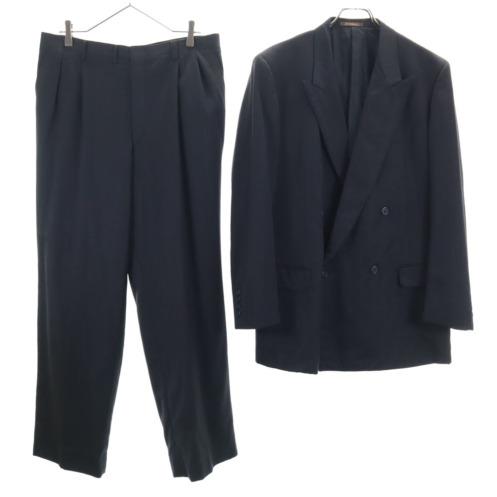 GIVENCHY ジバンシィ 90s オールド ストライプ柄 ダブル スーツ 上下セットアップ 102-92-185 チャコールグレー