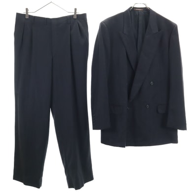 GIVENCHY ジバンシィ 90s オールド ストライプ柄 ダブル スーツ 上下セットアップ 102-92-185 チャコールグレー