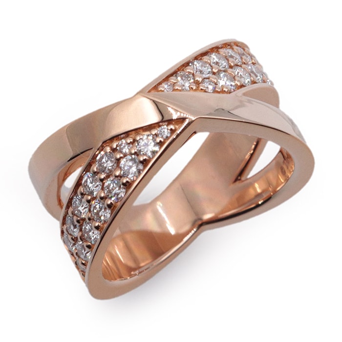 【美品】TIFFANY&Co. ティファニー アトラスX リング 指輪 ダイヤモンド d0.51ct ピンクゴールド 18金 K18PG Au750 ジュエリー レディース 約12号 袋付属