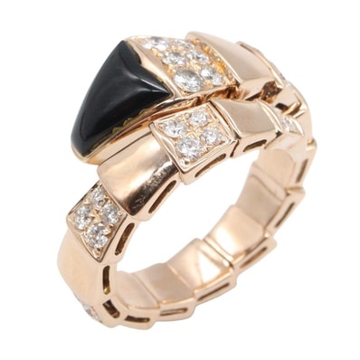 ブルガリ BVLGARI セルペンティ オニキス ダイヤ リング M リング・指輪 ジュエリー K18PG(ピンクゴールド) ダイヤモンド オニキス レディース ゴールド系 / クリア系 / ブラック系 【中古】