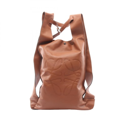 ロエベ LOEWE アナグラム ショッパー リュックサック バックパック バッグ レザー レディース ブラウン系 31777AA90 【中古】